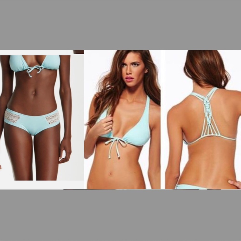 NWT L Space Seaglass 2 Piece Bikini Bitsy Cut Knotty Crochet